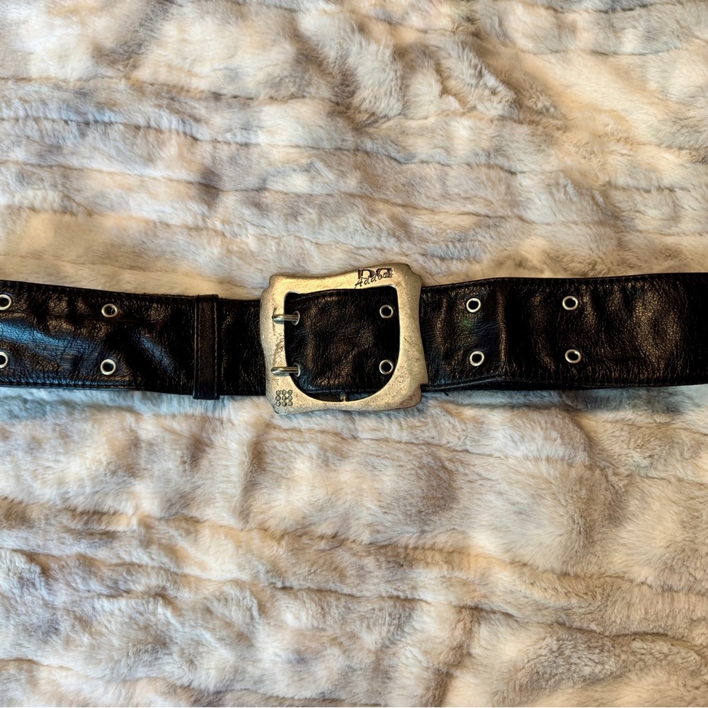 Black Soft Leather Belt with Silver Buckle